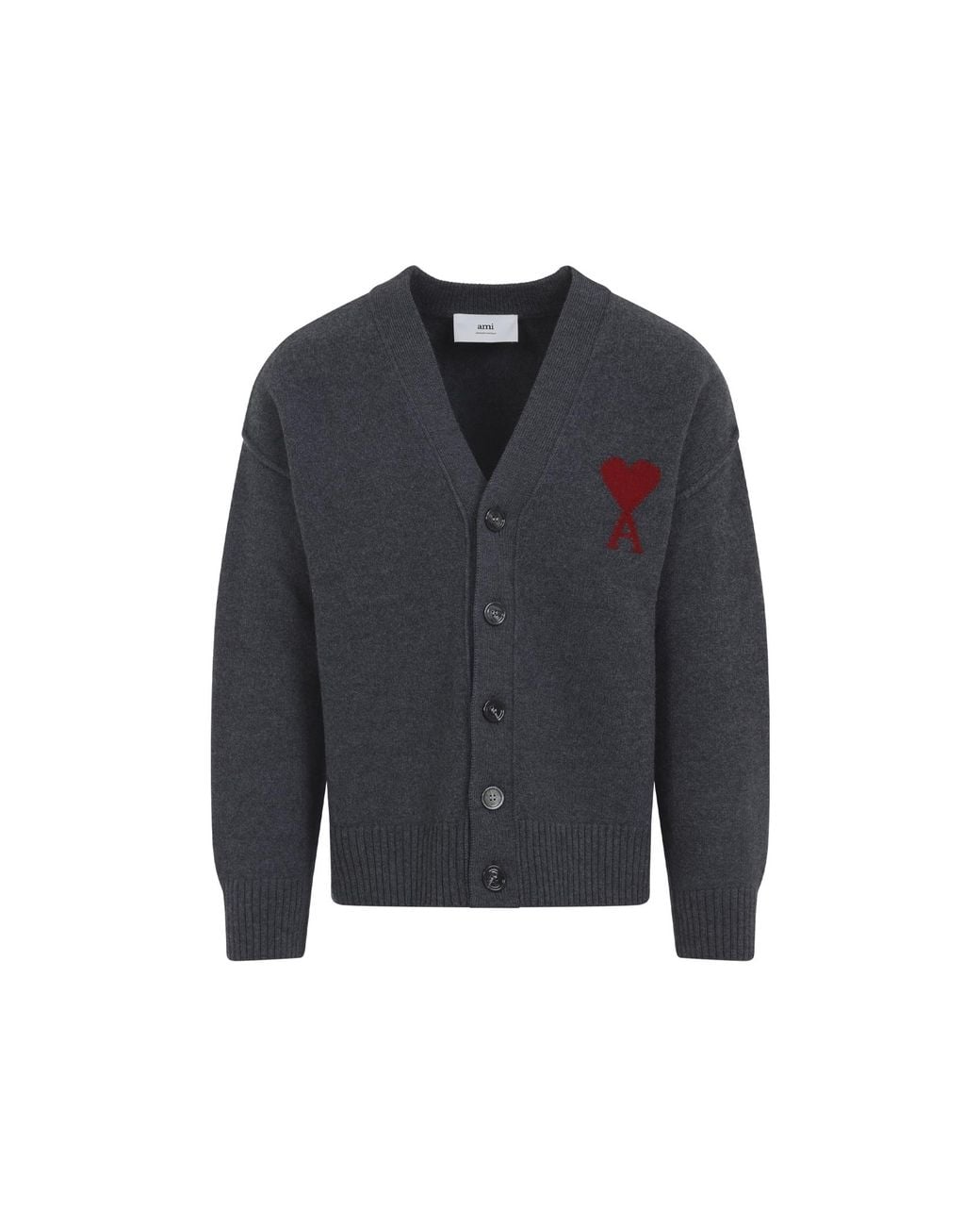 AMI Blue Bwool Ami De Coeur Cardigan for men