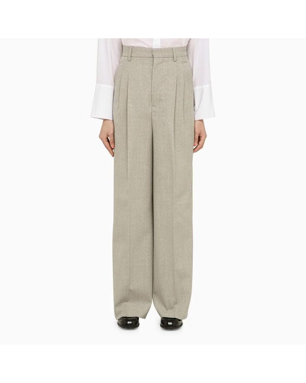 AMI Natural Light Heather Polyester Trousers