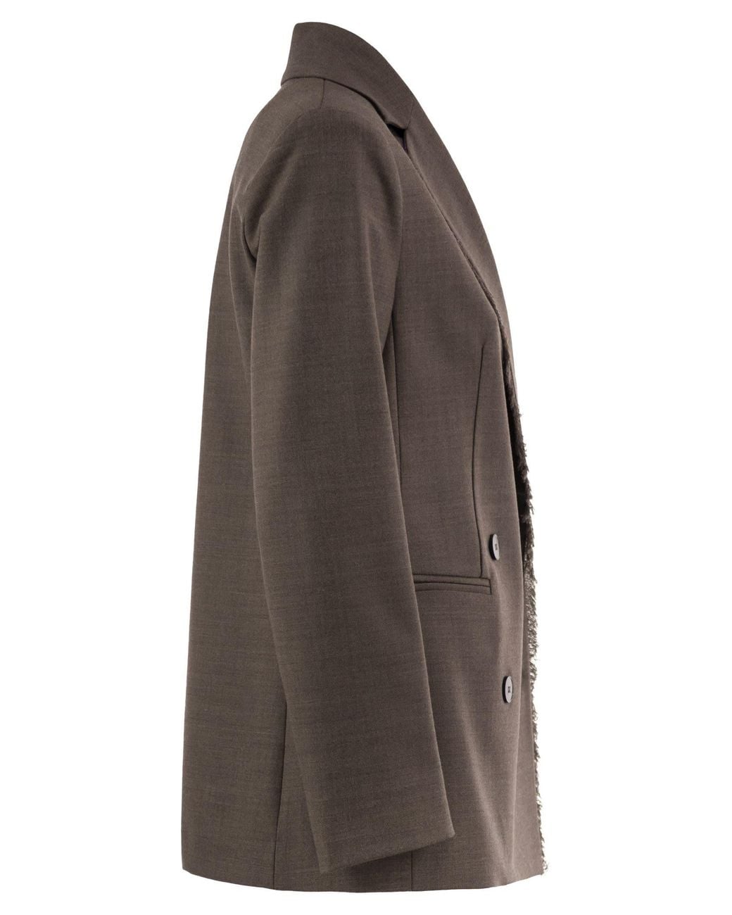Antonelli Black Double-Breasted Blazer With Fringed Detail