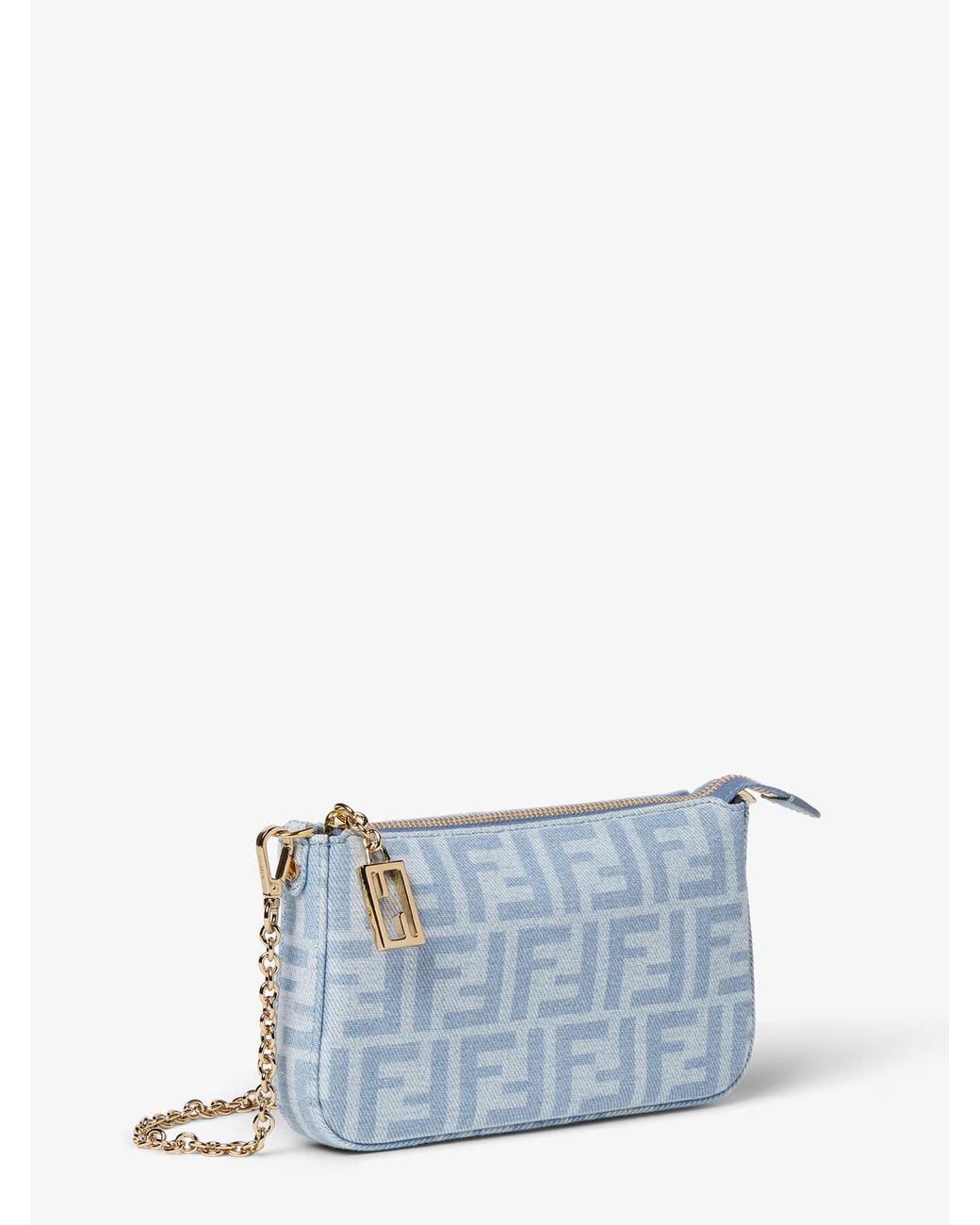 Fendi Blue Pouch Tube Con Catena