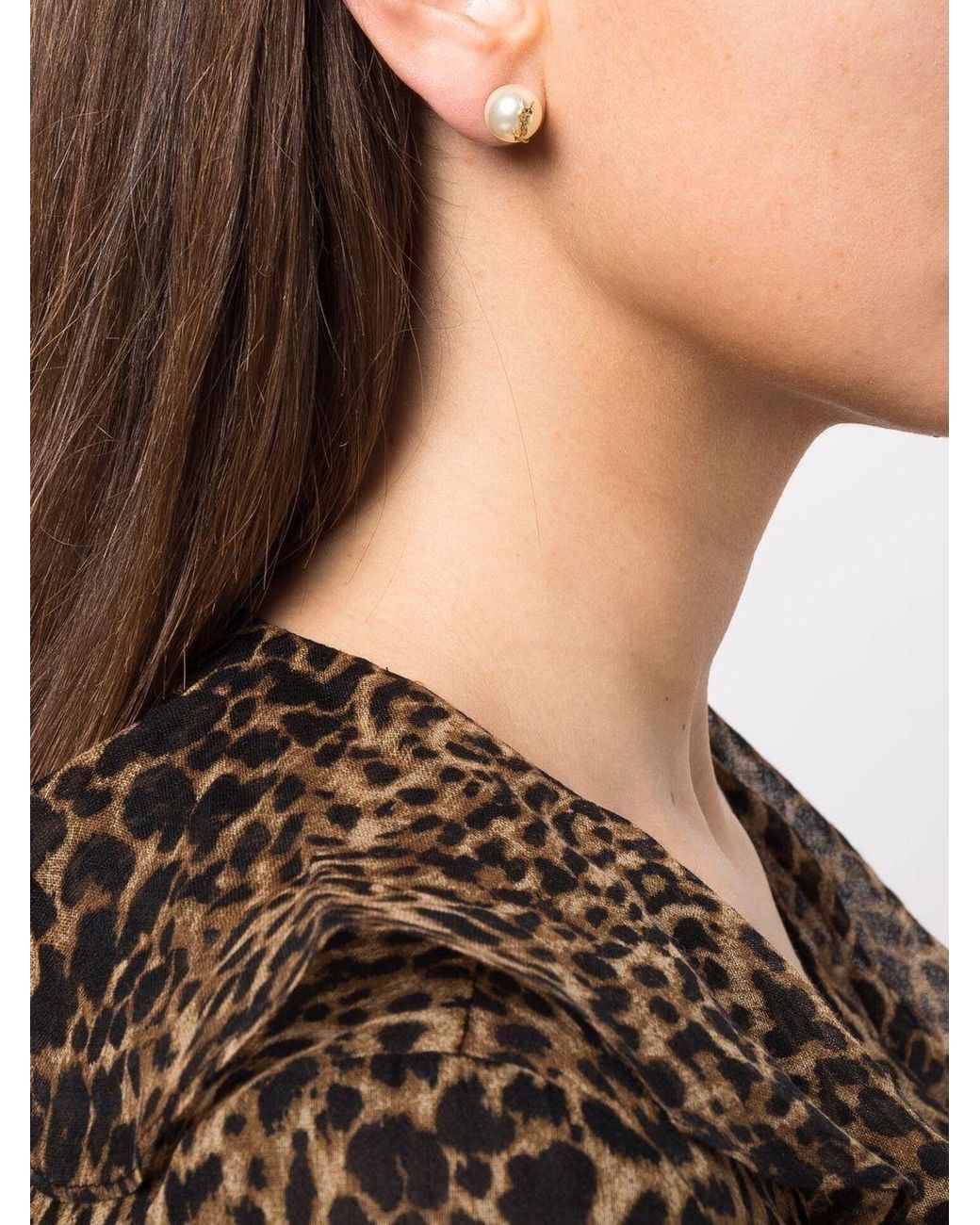 Saint Laurent Metallic Pearl Earrings