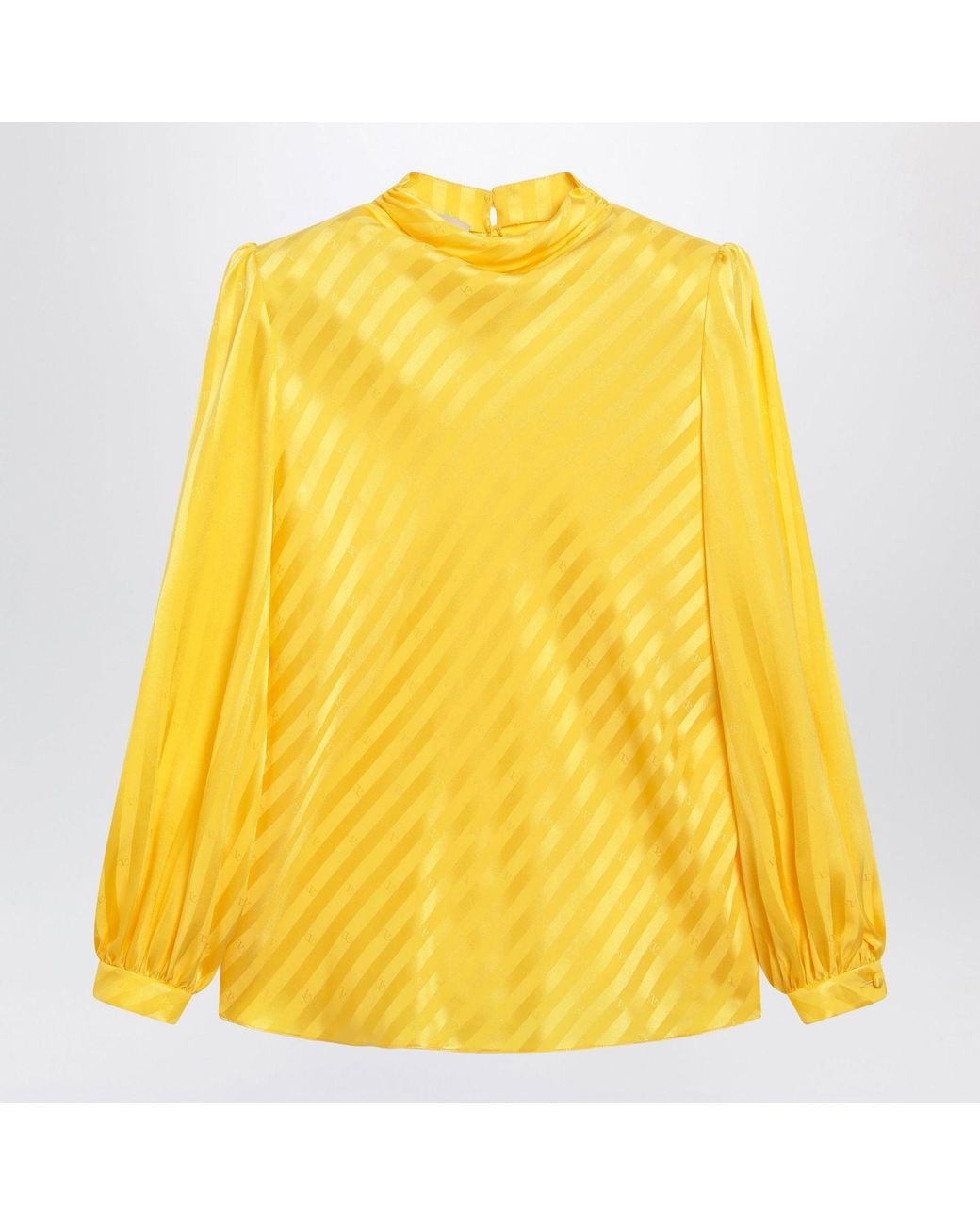 Valentino Garavani Yellow Vlogo Bright Narciso Jacquard Silk Top