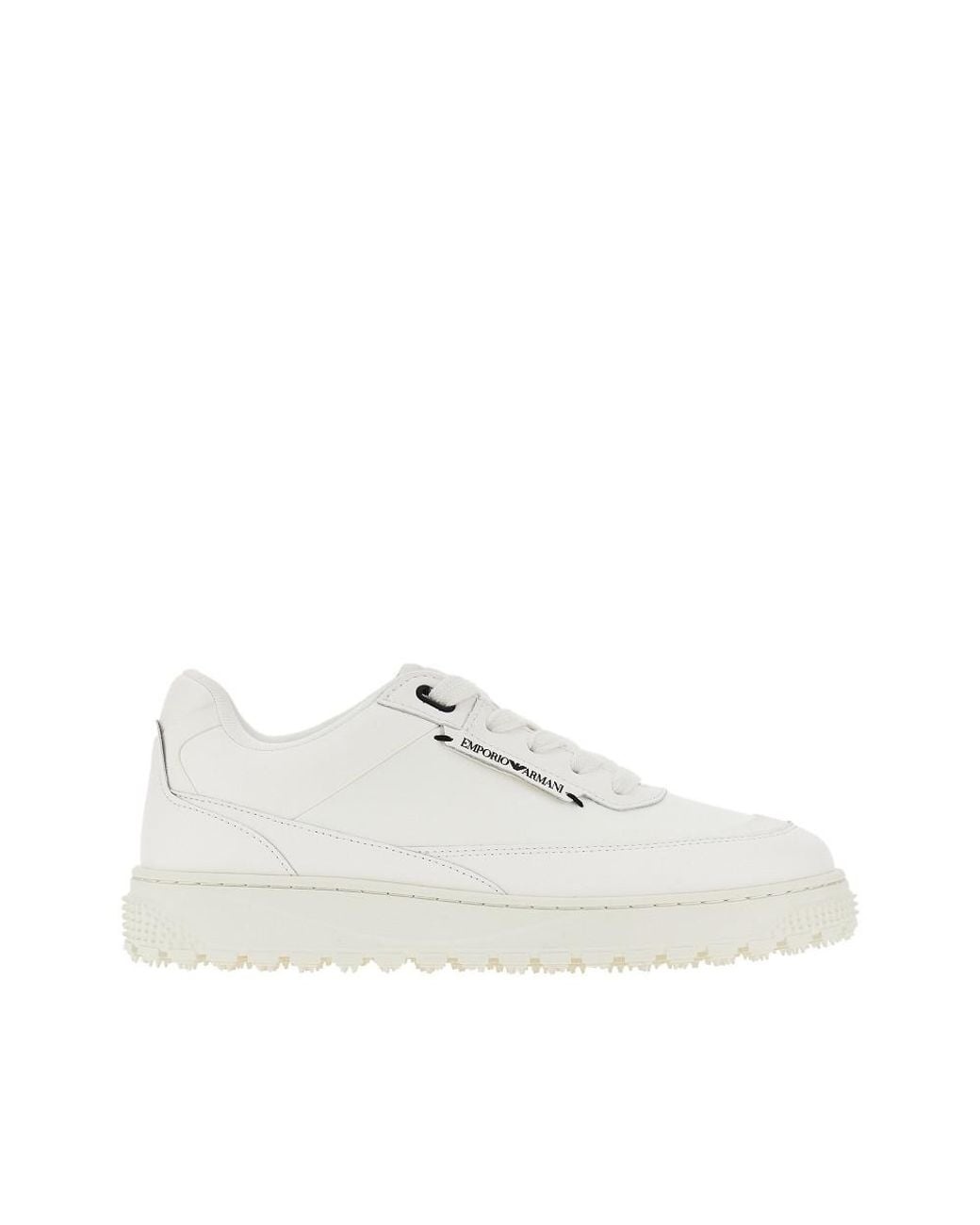 Emporio Armani White Leather Sneakers With Side Logo for men