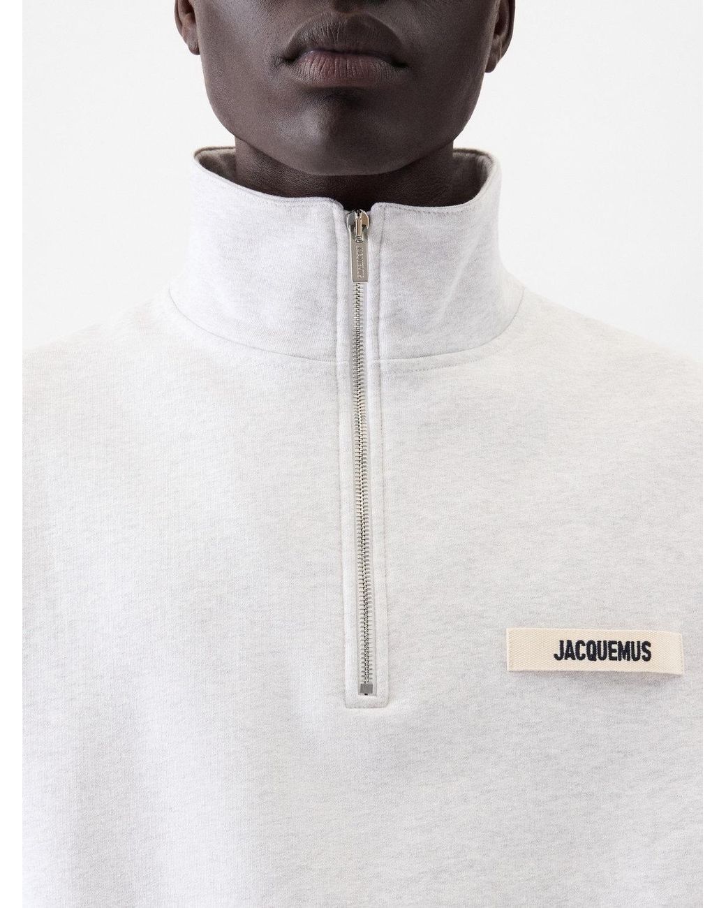 Jacquemus White Textured Grosgrain Knit Crewneck Sweater for men