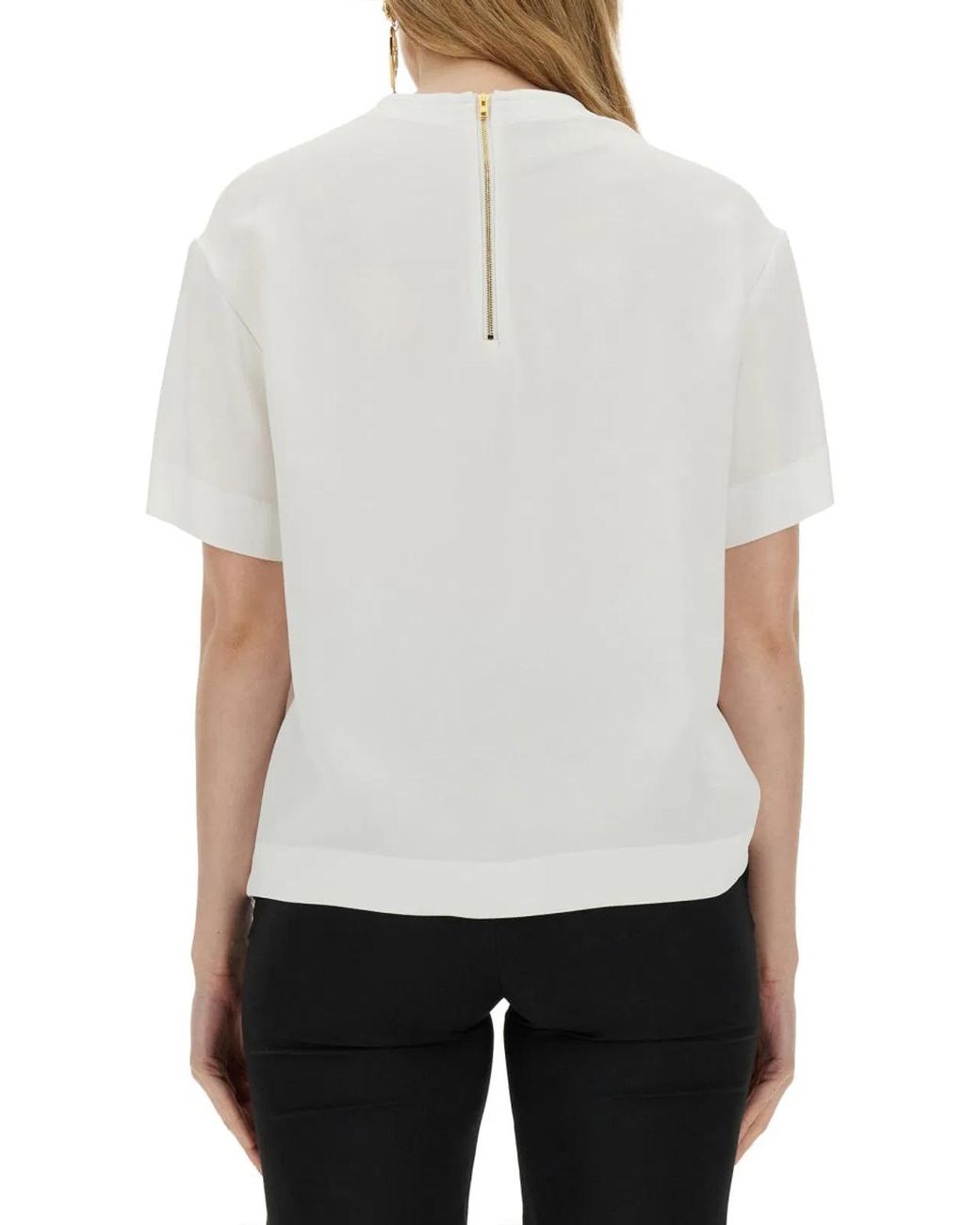 Moschino Couture White Enver Satin Blouse Still Life With Heart