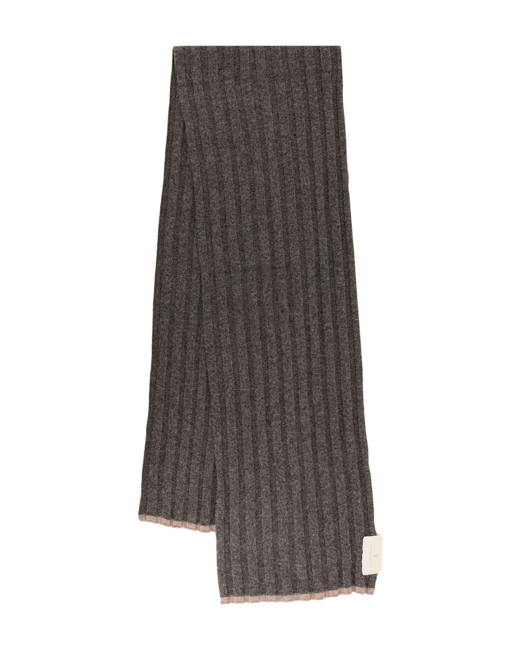 Brunello Cucinelli Brown Cashmere English Rib Scarf for men