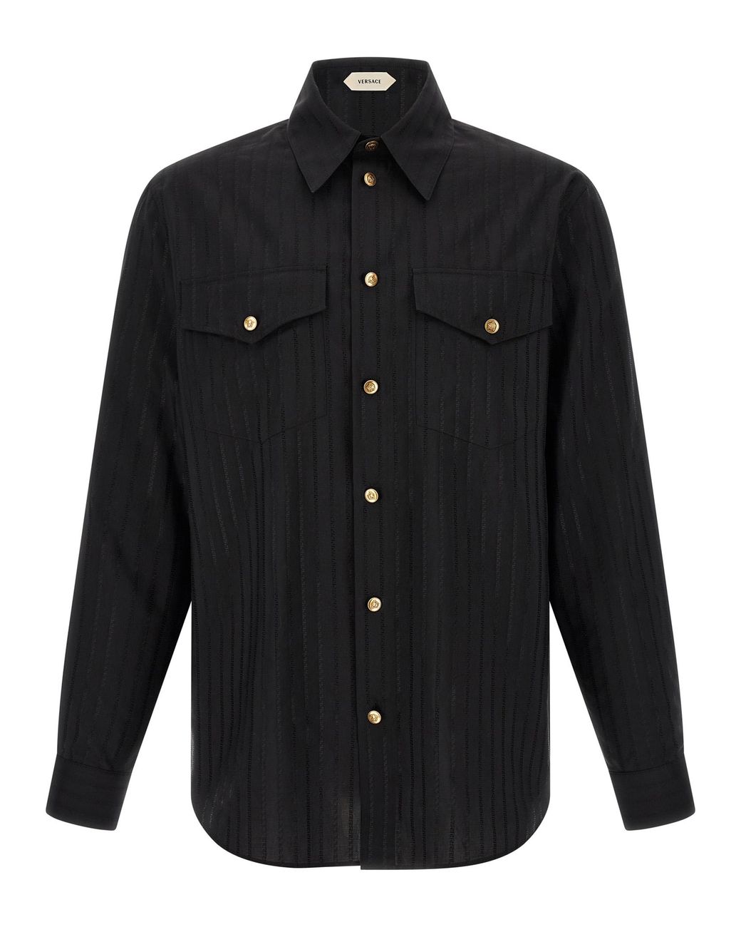 Versace Black Jacquard Silk Shirt for men