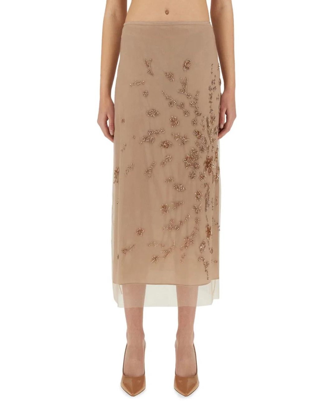 Fendi Natural Antiqued Tulle Skirt