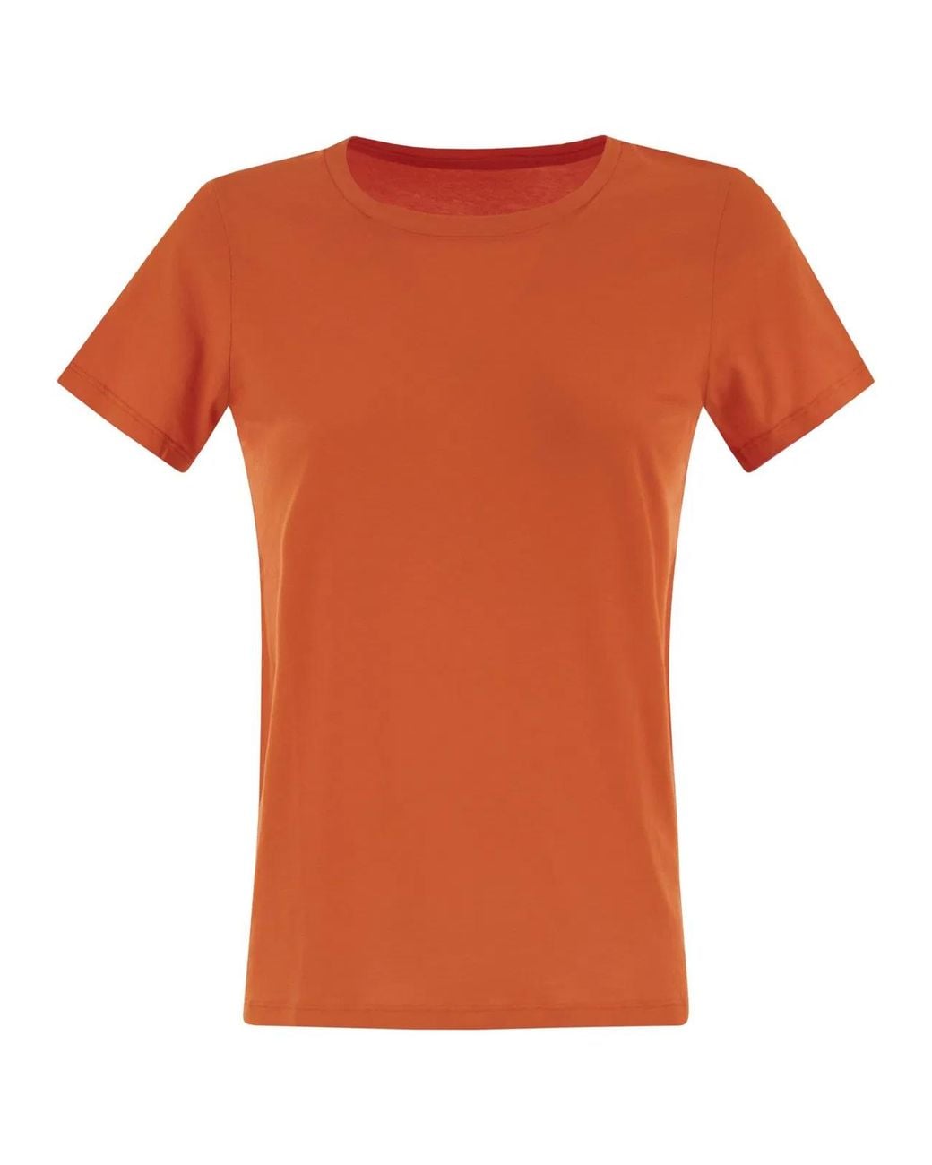 Majestic Orange Crew-Neck Short-Sleeved Cotton T-Shirt