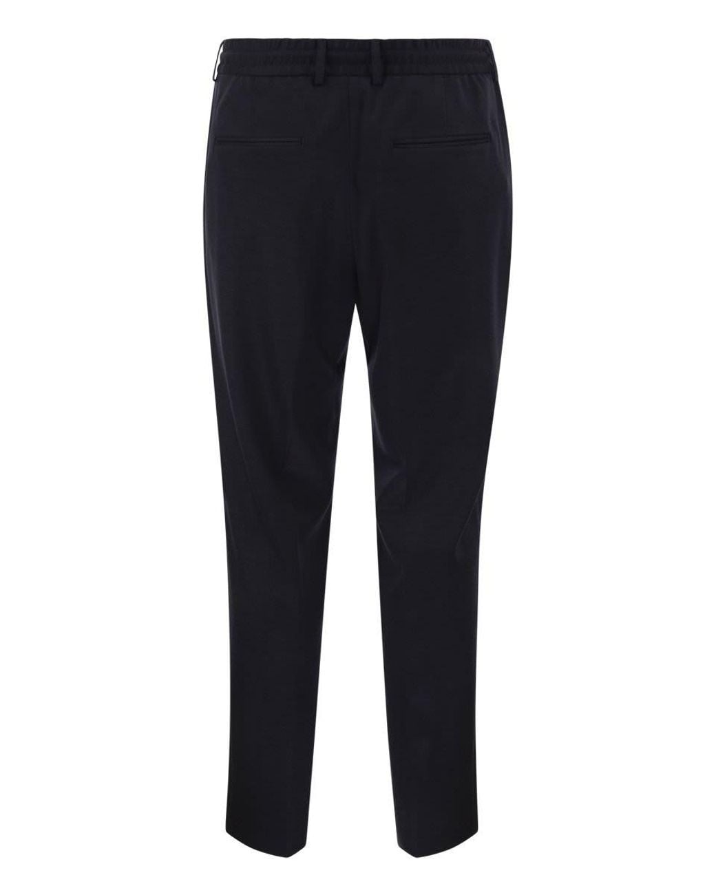 Boss Blue Virgin Wool-Blend Drawstring Trousers for men