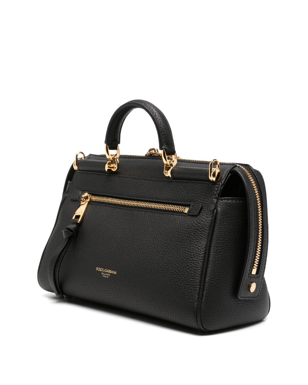 Dolce & Gabbana Black Dolce & Gabbana Vittoria Calfskin Top Handle Bag
