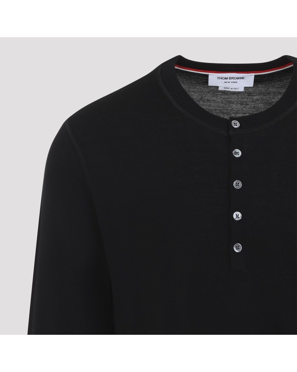 Thom Browne Black Buttoned Sweater With Rwb Cuffs for men