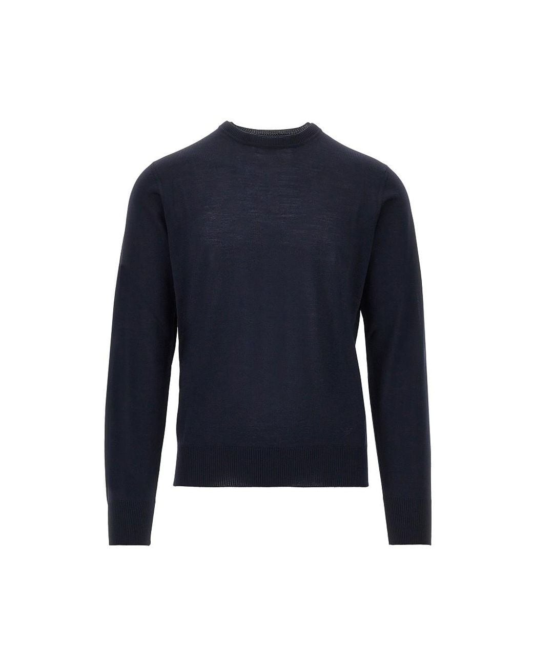Emporio Armani Blue Virgin Wool Sweater With Eagle Embroidery for men