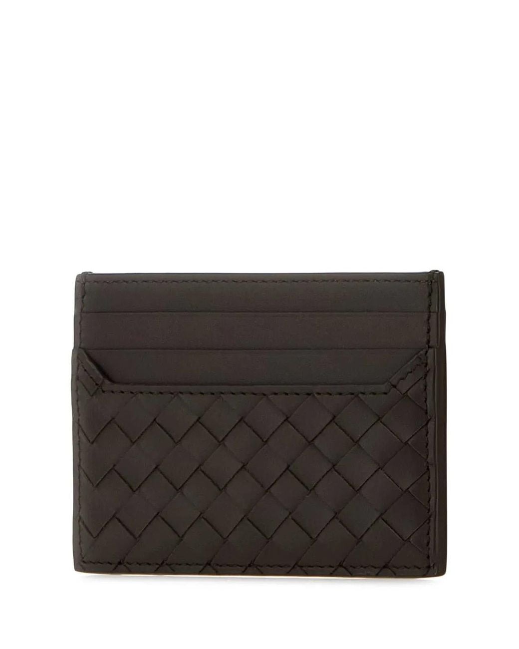 Bottega Veneta Black Dark Leather Card Holder for men