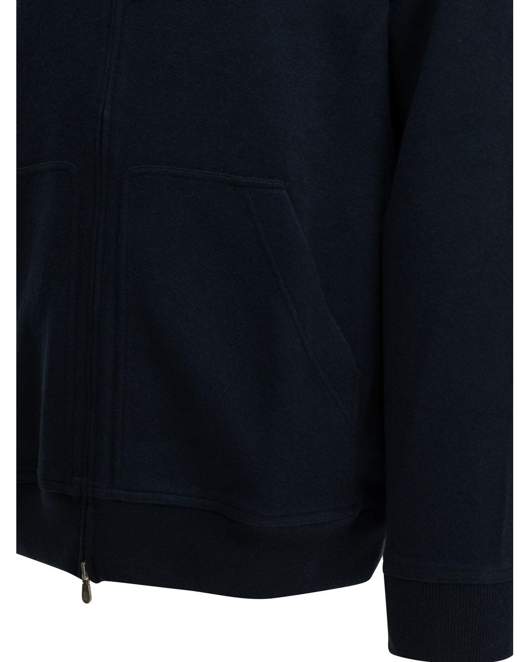 Brunello Cucinelli Blue Cashmere And Cotton Zip-Up Sweatshirt for men