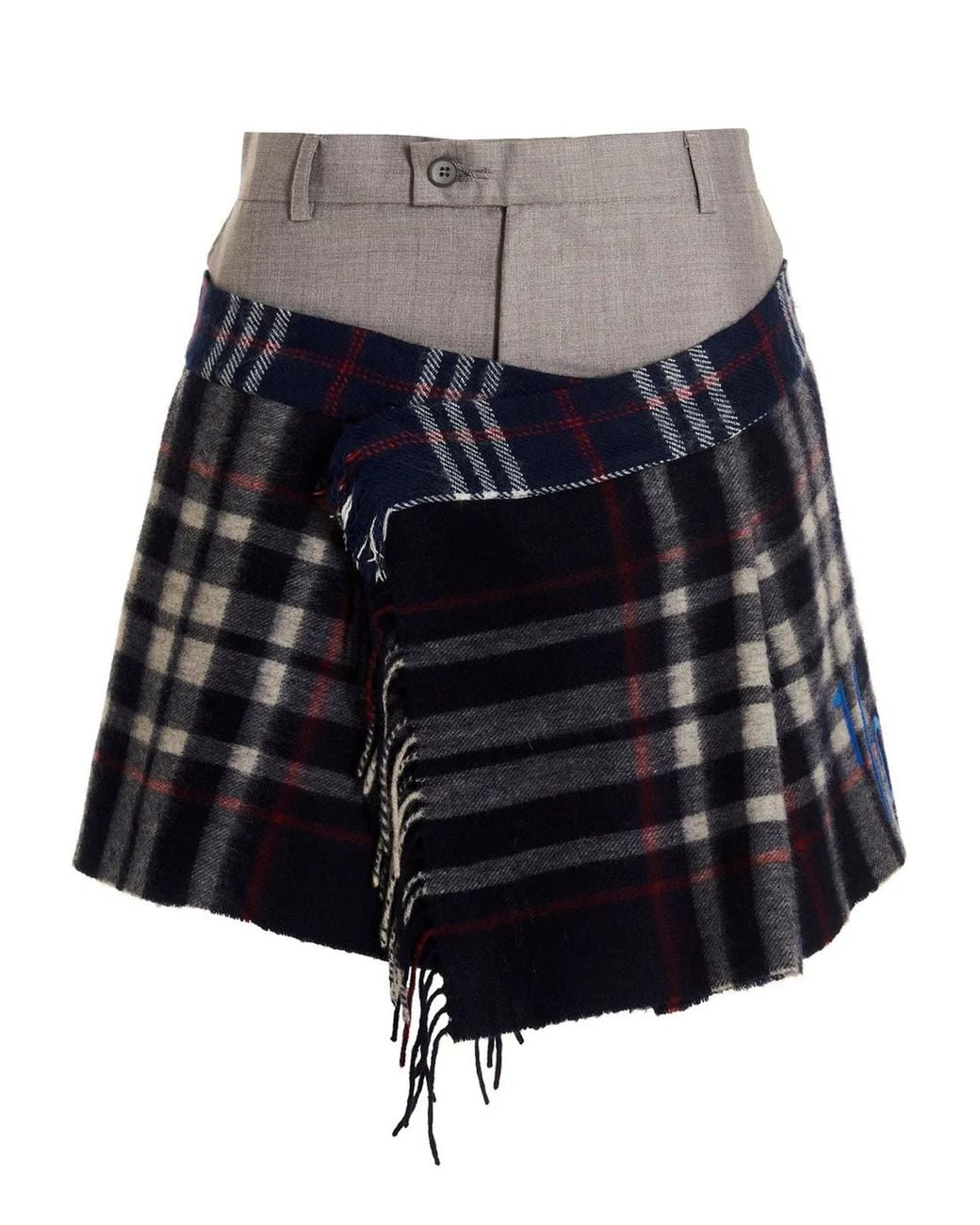 1/OFF Blue 'Check Scarf Reworked' Skirt