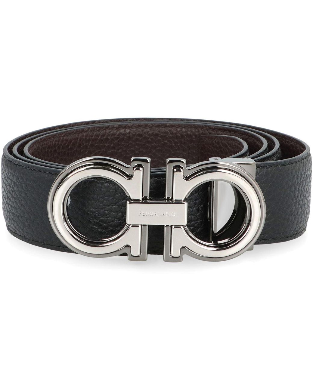 Ferragamo Black Gancini Reversible Leather Belt for men