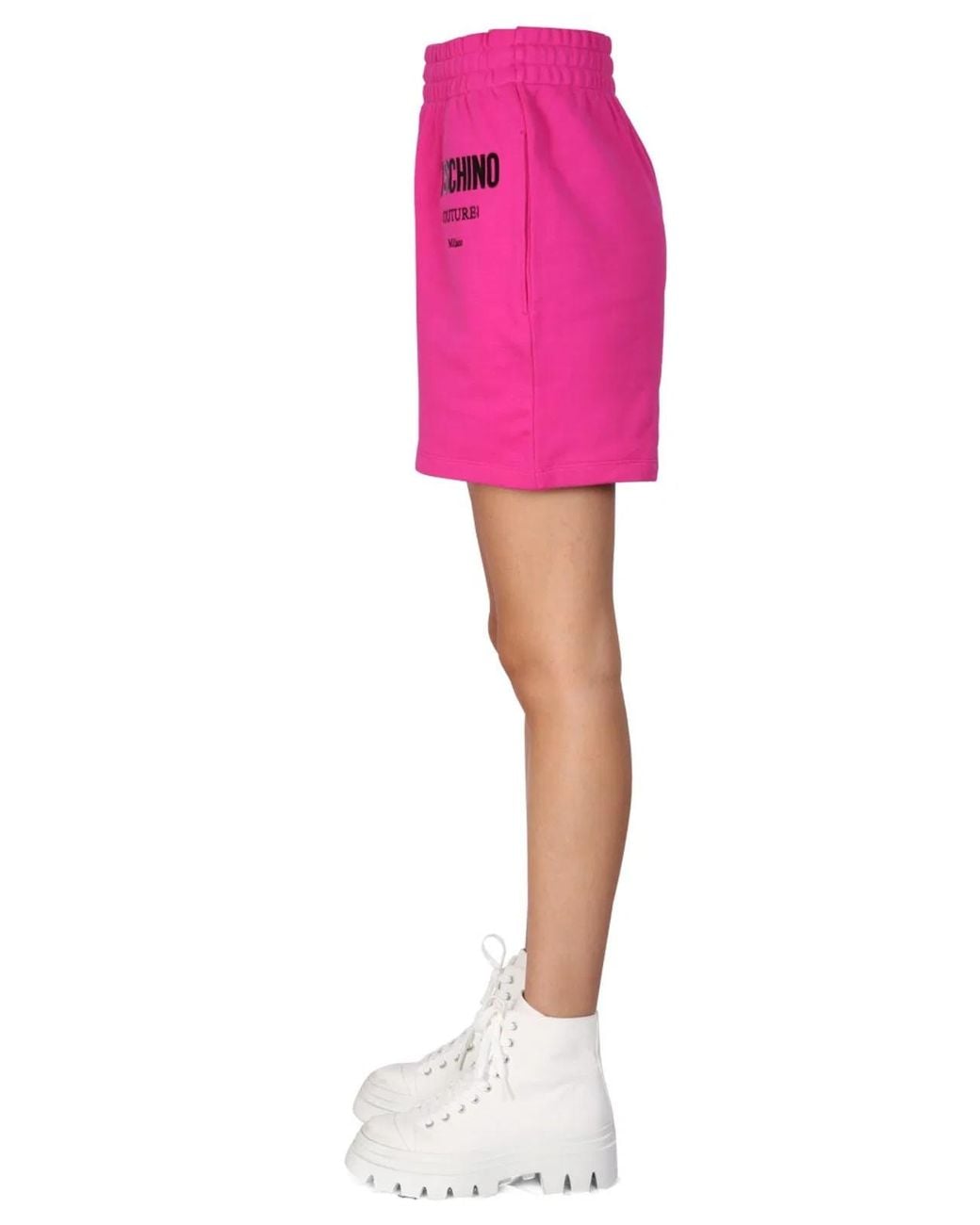 Moschino Couture Pink Shorts With Vinyl Logo