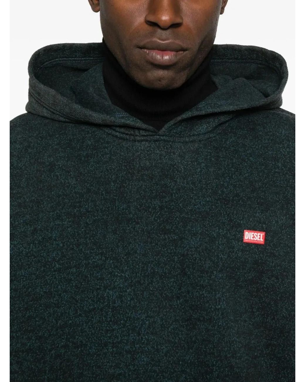 DIESEL Green Relaxed-Fit Hoodie With Textured Fabric for men