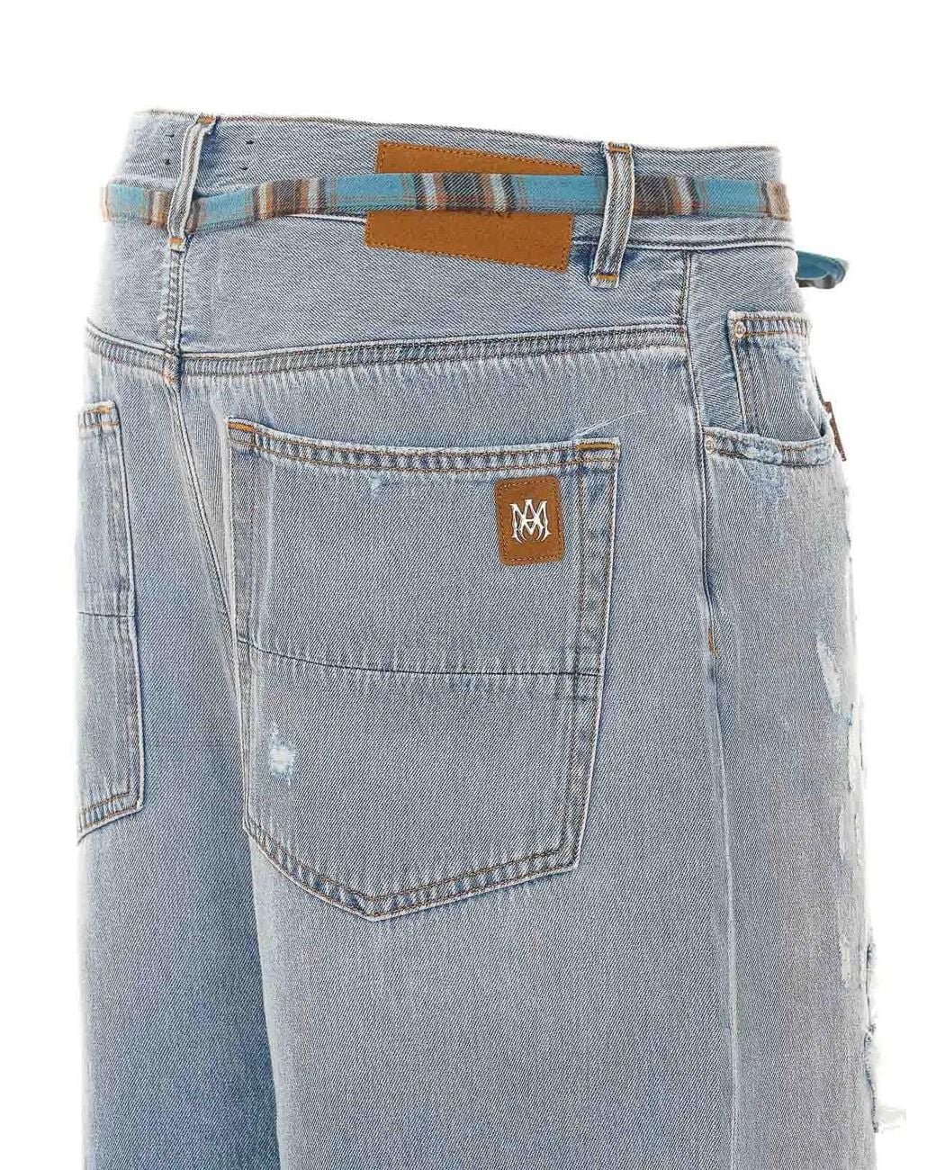 Amiri Blue Surfrider Flannel Repair Jeans for men