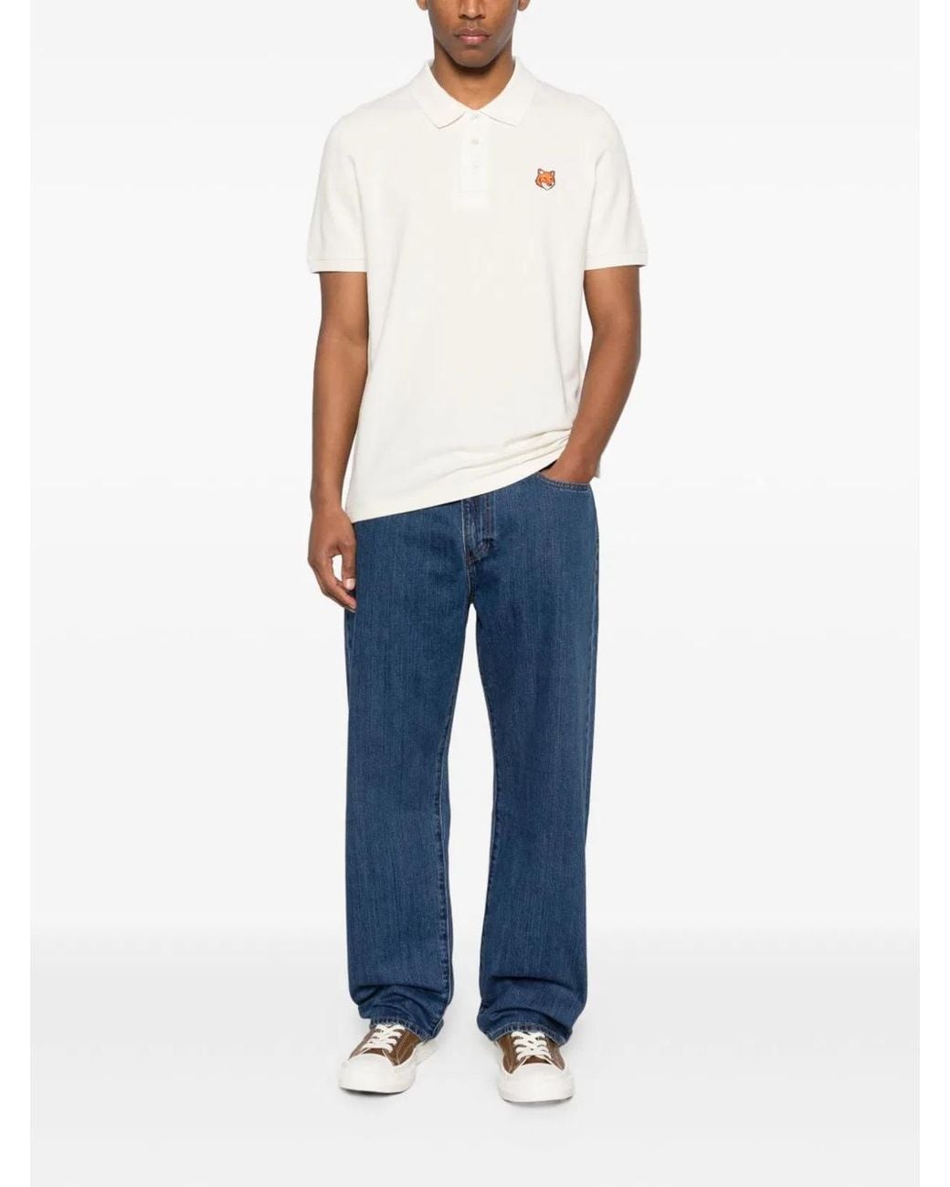 Maison Kitsuné White Maison Kitsuné Maison Kitsuné Fox Head Regular Polo for men