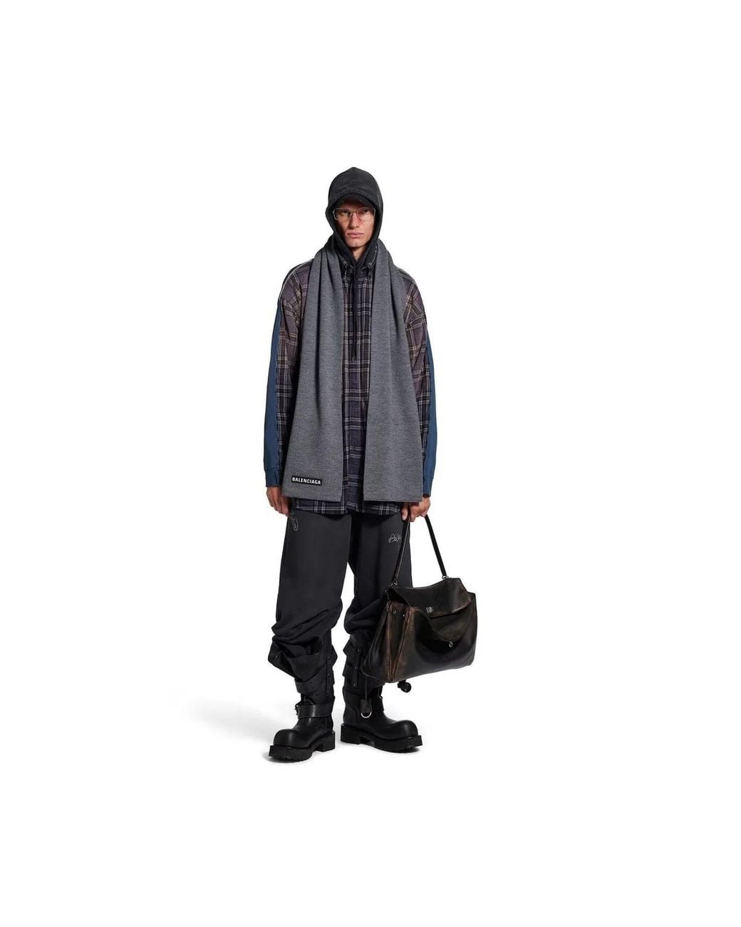 Balenciaga Blue Patch Scarf for men