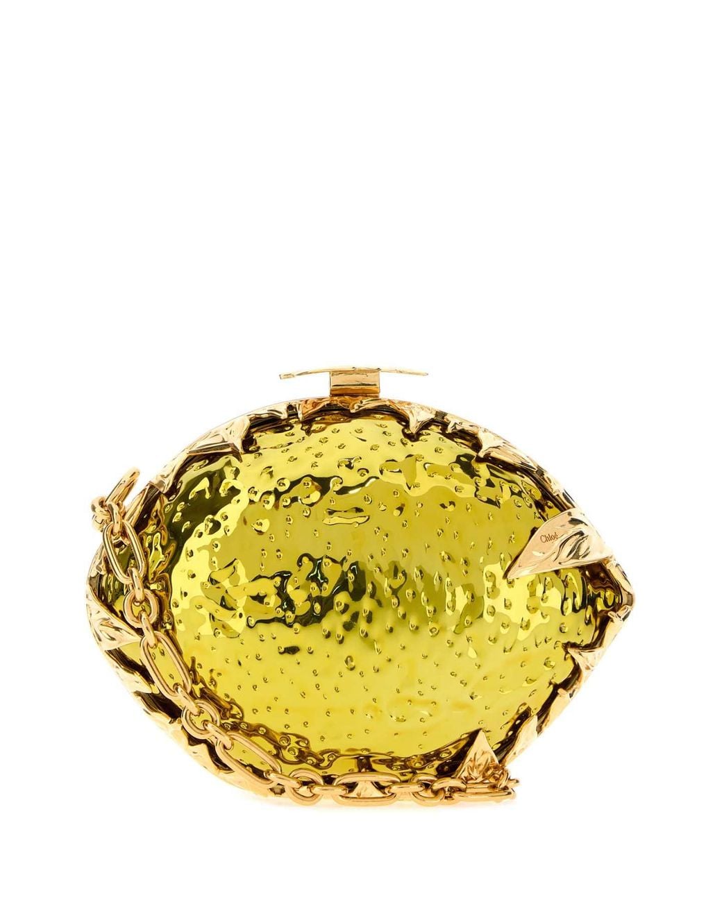 Chloé Metallic Two-Tone Metal Tropicus Lemon Clutch