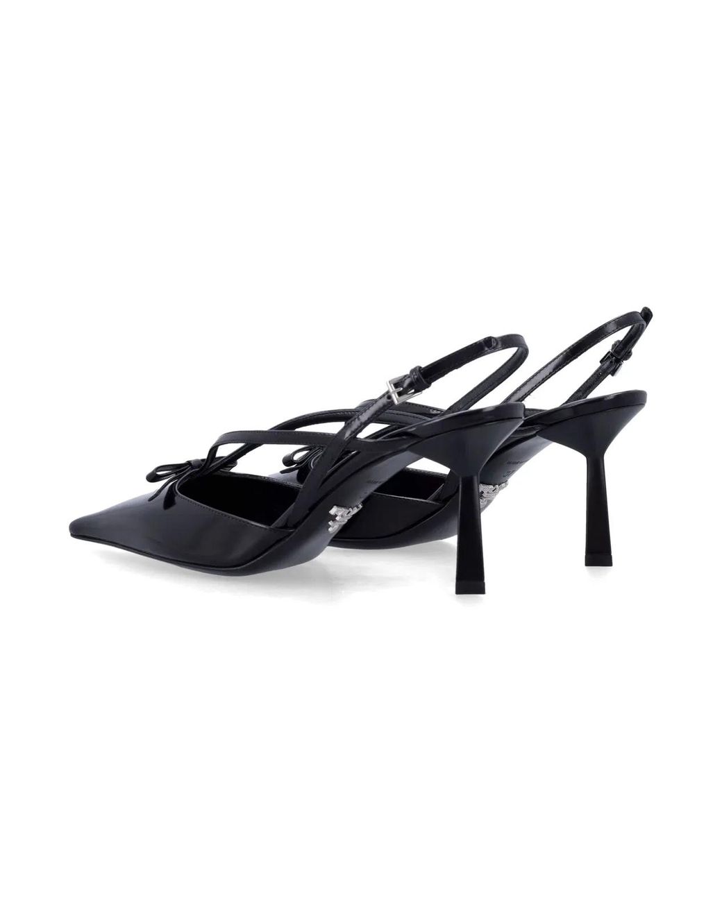 Prada Black Brushed Leather Slingback Pumps