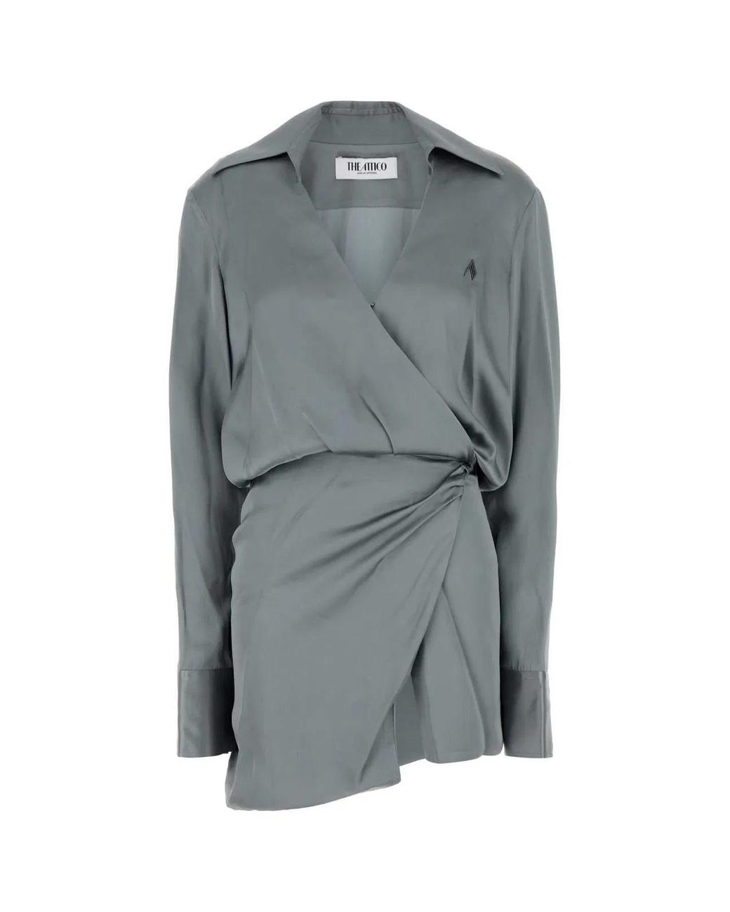 The Attico Gray Satin Mini Dress
