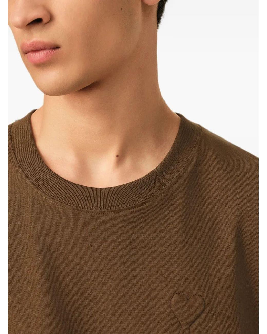 AMI Brown Ami De Coeur T-Shirt for men