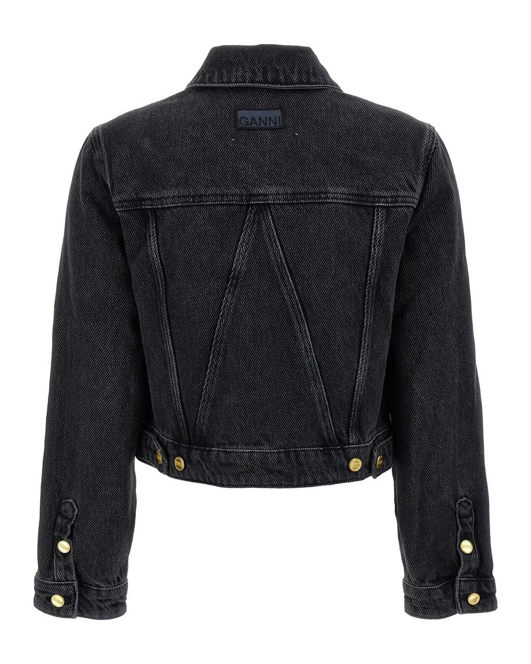 Ganni Black Cropped Denim Jacket