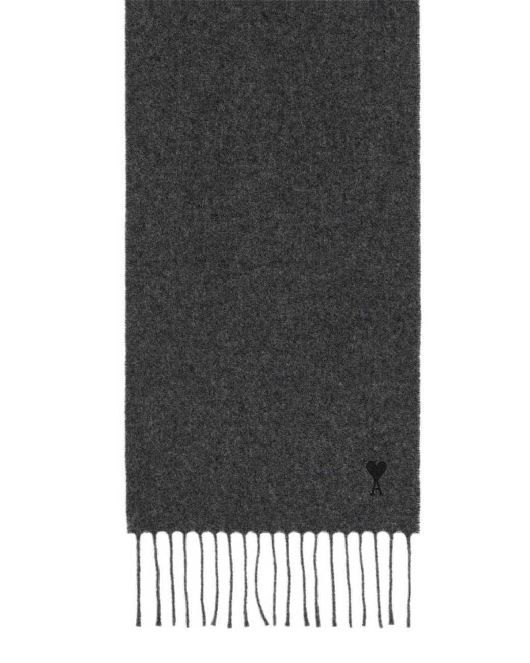 AMI Black Ami De Coeur Embroidered Scarf for men