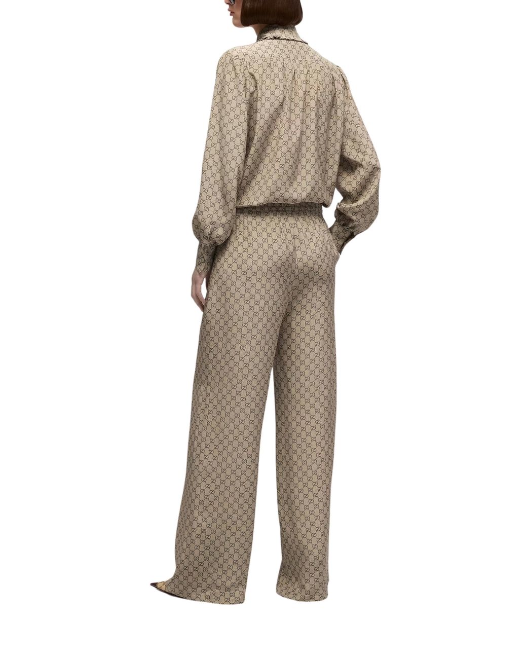Gucci Natural Printed Silk Crêpe De Chine Shirt