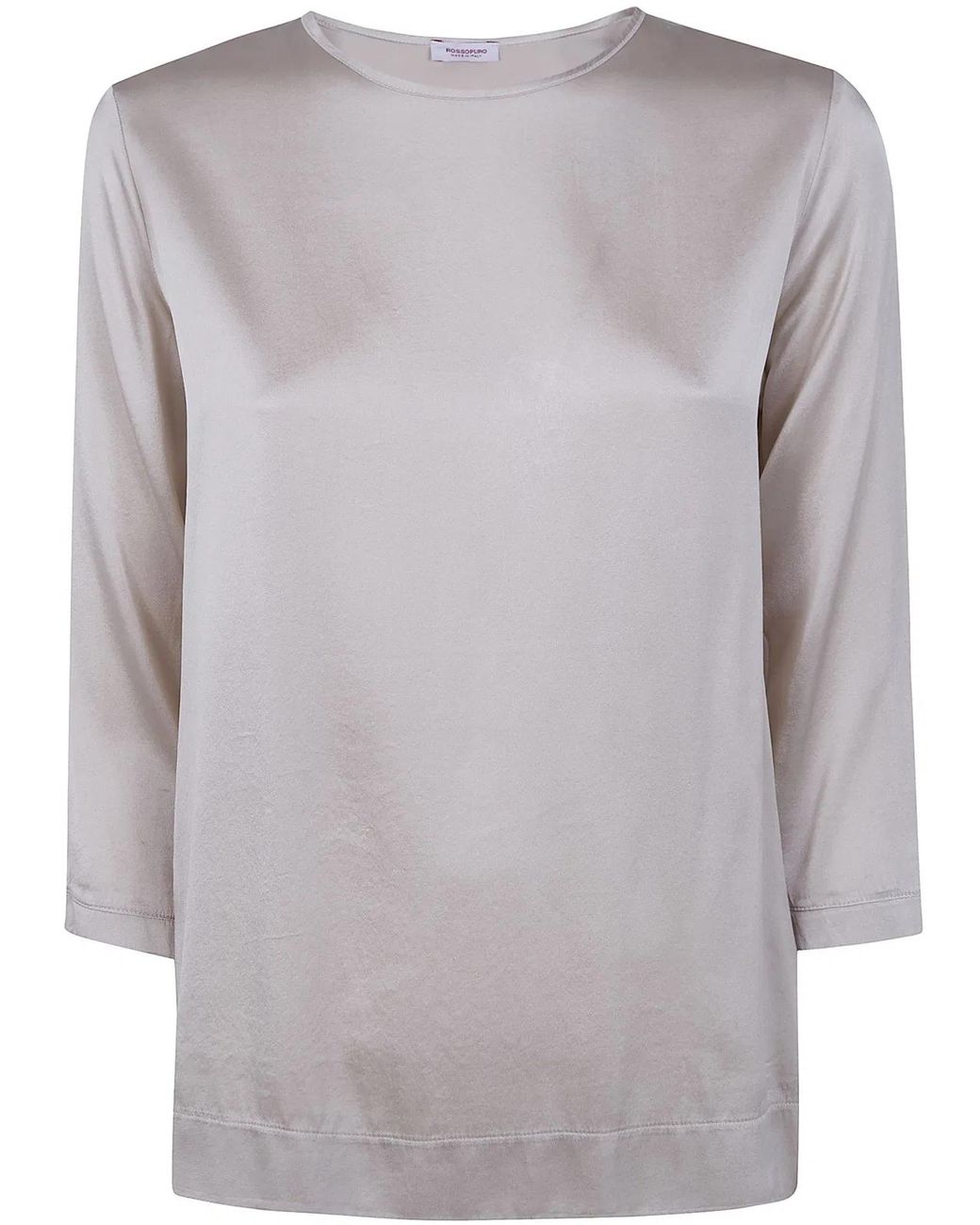 Rossopuro Gray 3/4 Sleeve Silk Blouse