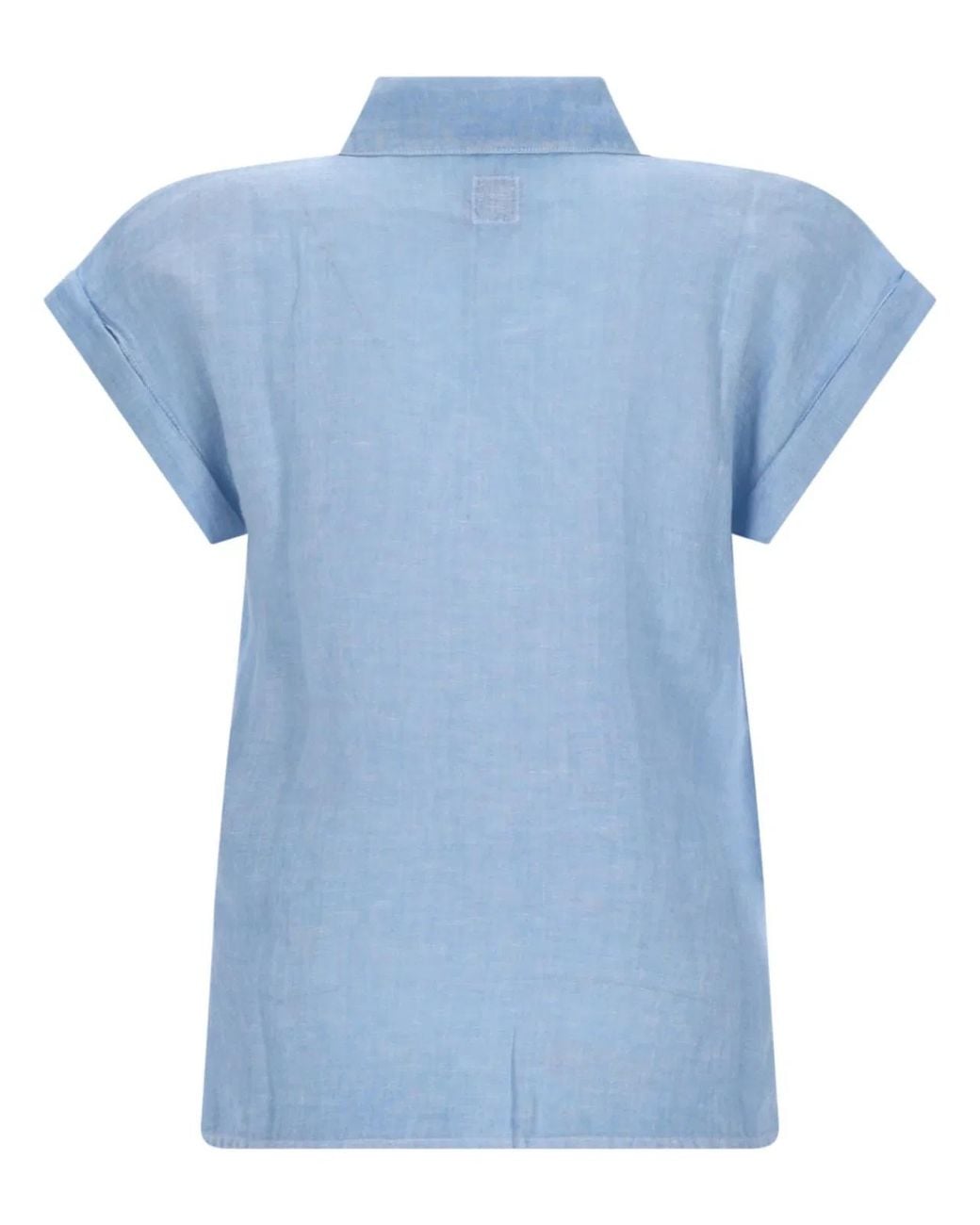 120% Lino Blue Camicia Con Nodo