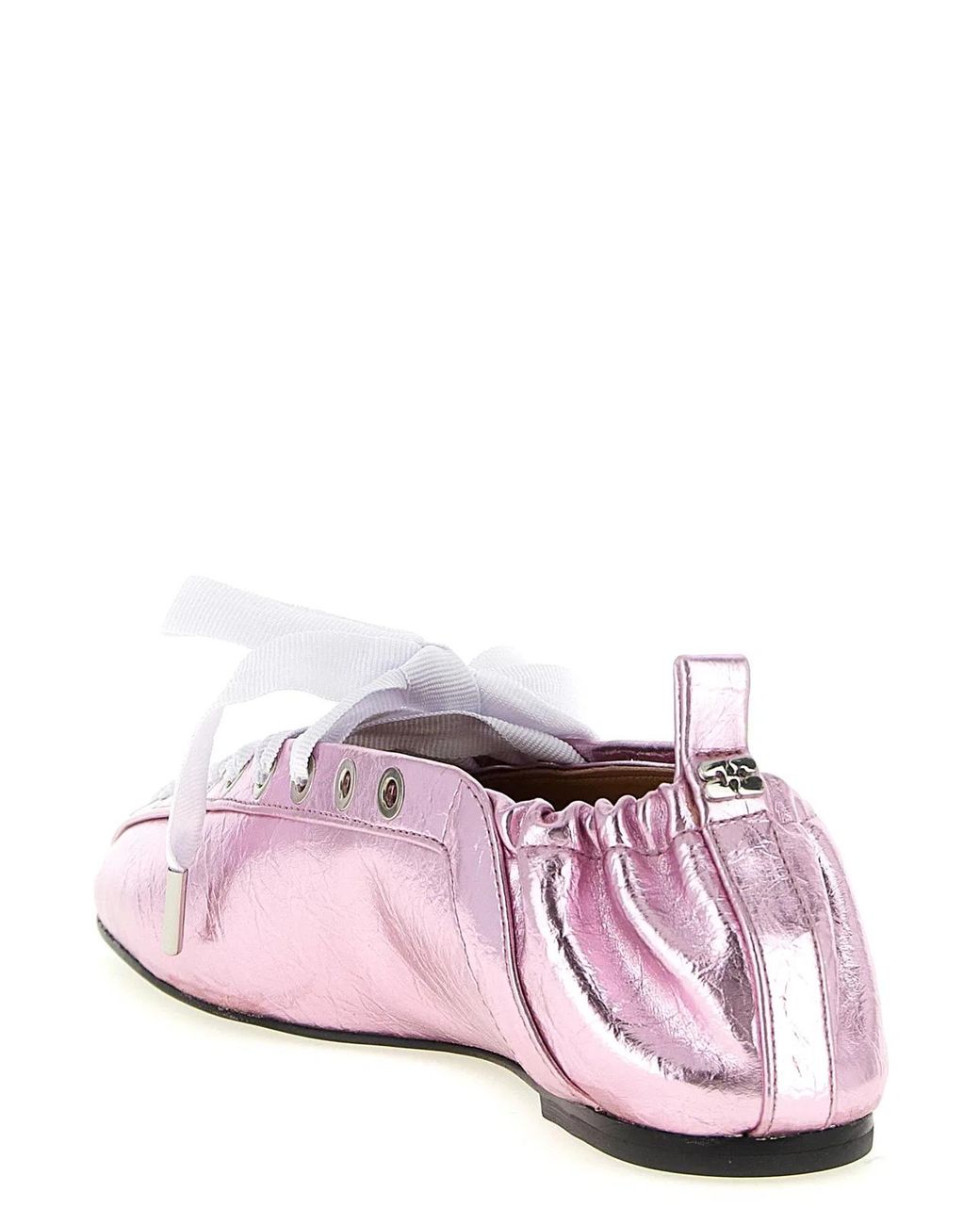 Ganni White 'Lace-Up' Ballet Flats