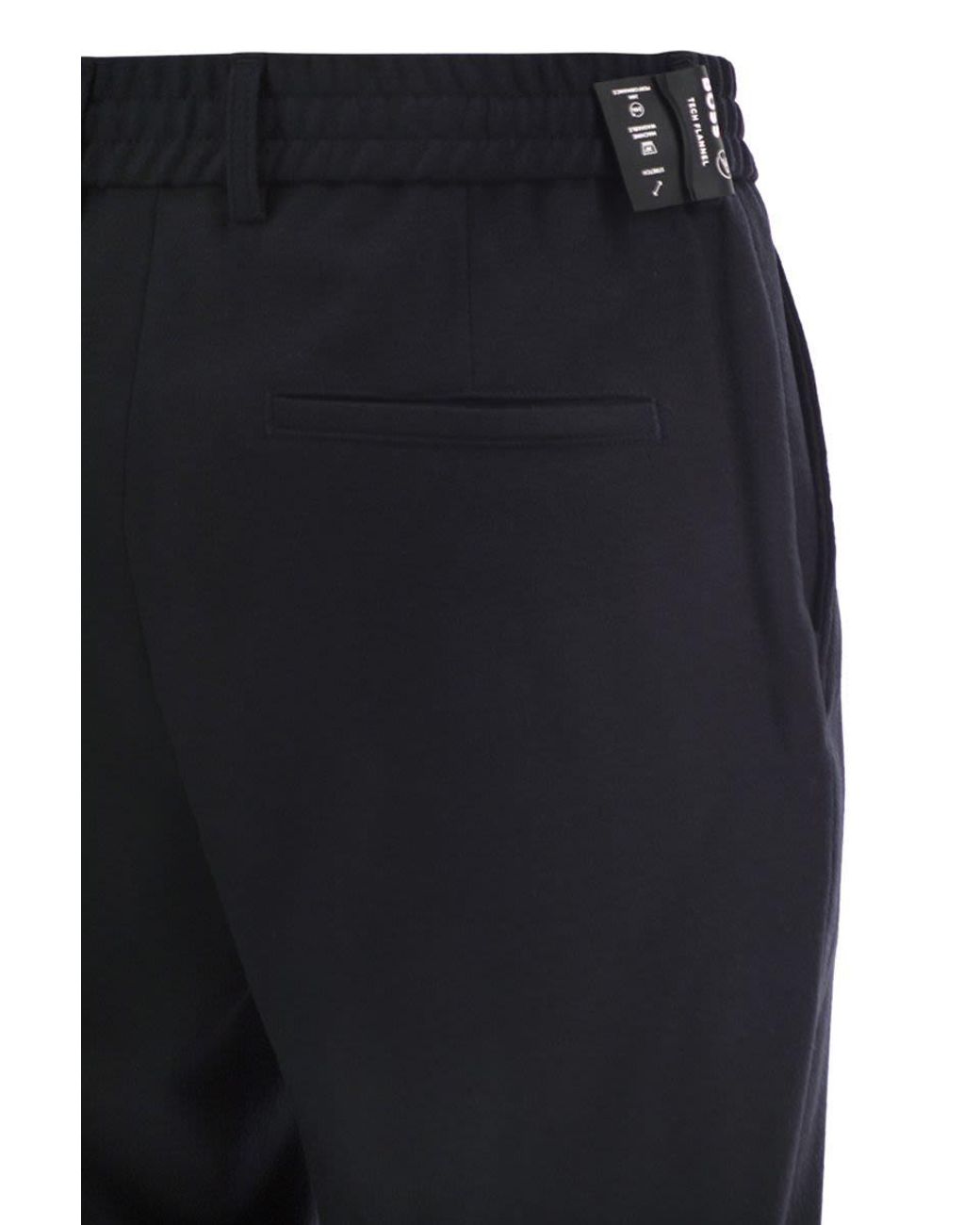 Boss Blue Virgin Wool-Blend Tapered Fit Trousers With Drawstring for men