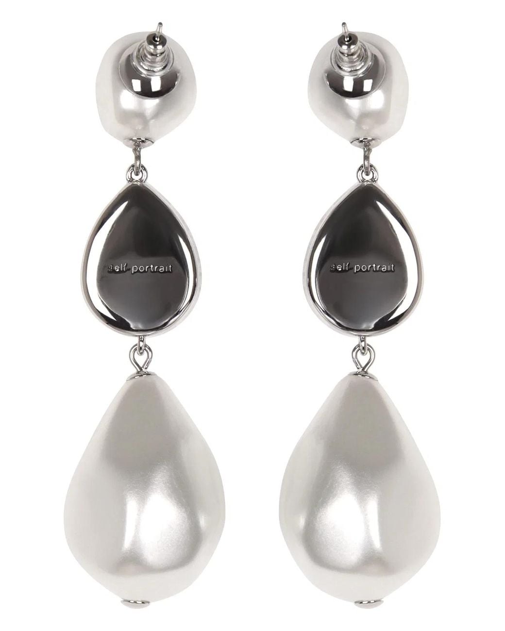 Self-Portrait White Pearl Crystal Droplet Earrings