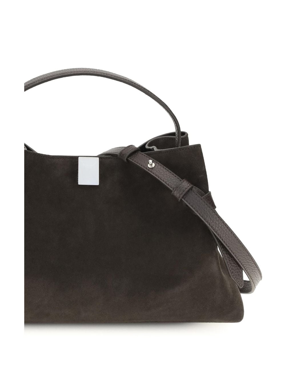 Yuzefi Black Shoulder Bag Gyoza Suede Calf Leather