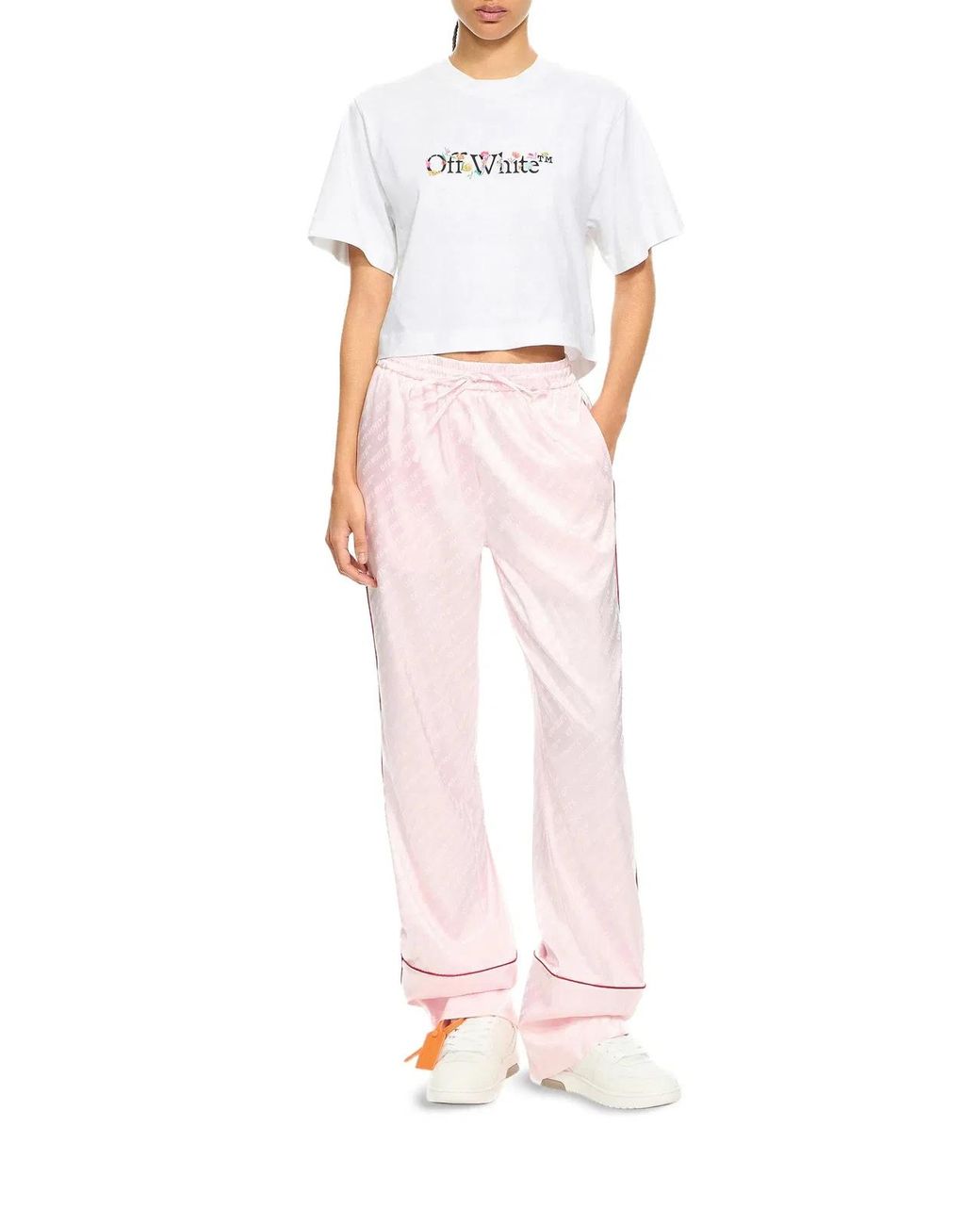 Off-White c/o Virgil Abloh White Bookish Glowing Flower Crop T