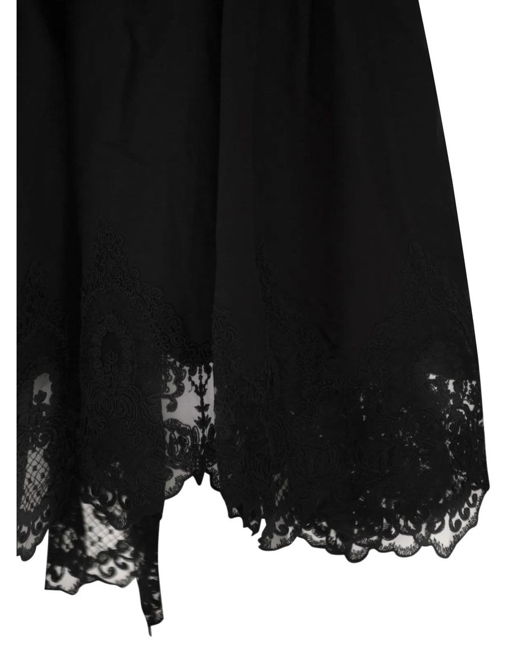 Maurizio Mykonos Black Linen And Rayon Midi Skirt With Embroidered Hem