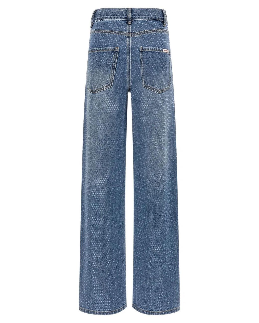 Self-Portrait Blue 'Rhinestone Denim Straight Leg' Jeans