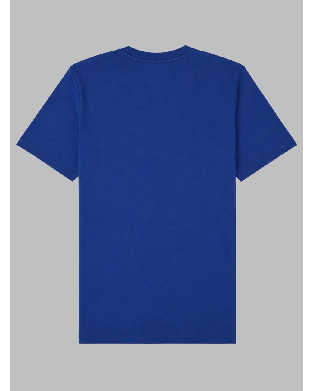 HUGO Blue Cotton Logo Patch Crewneck T-Shirt for men