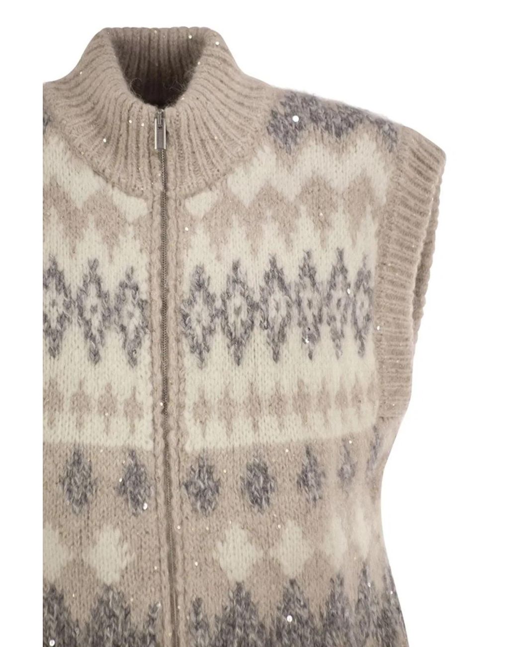 Peserico Natural Jacquard Knitted Gilet