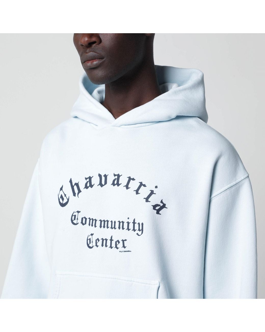 Willy Chavarria Blue Chavarria Community Center Cotton Hoodie for men