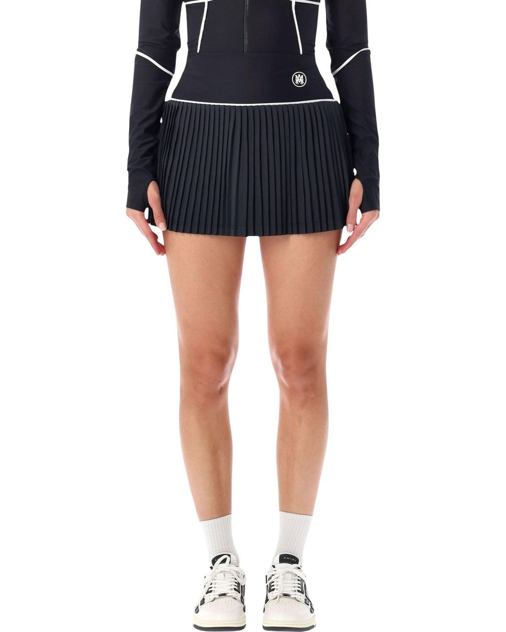 Amiri Black Pleated Active Mini Skirt
