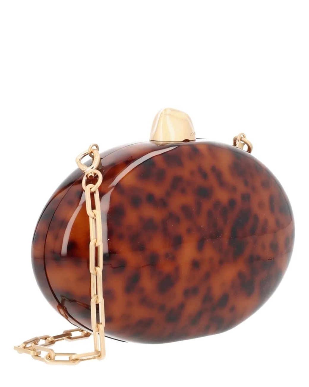 Cult Gaia Brown Oval Acrylic Clutch Bag