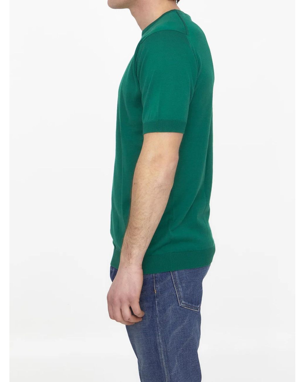 John Smedley Green Emerald Cotton Jumper for men