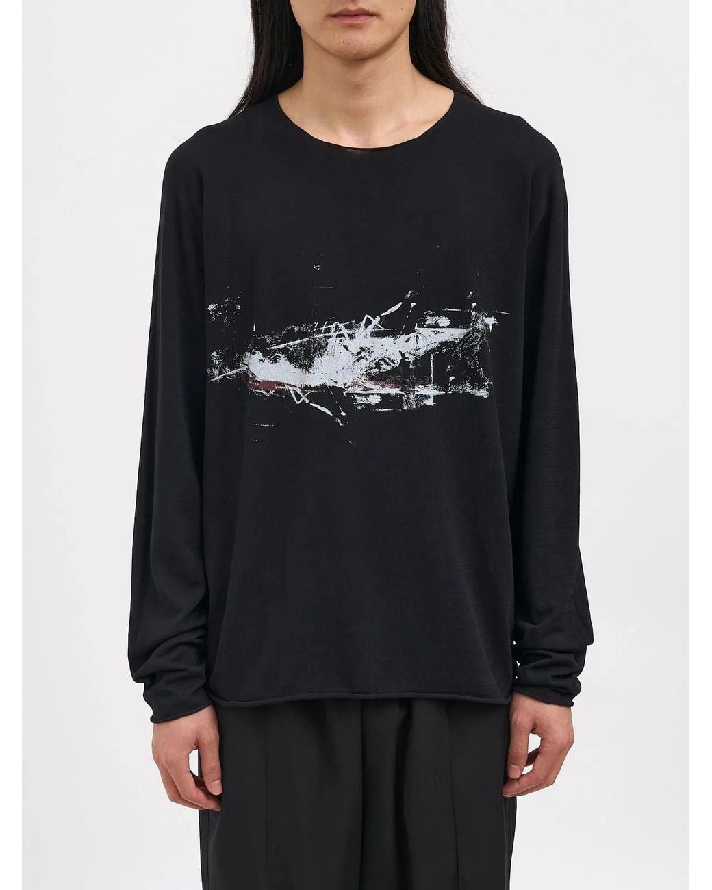 Isabel Benenato Black Cotton Sweater With Print for men