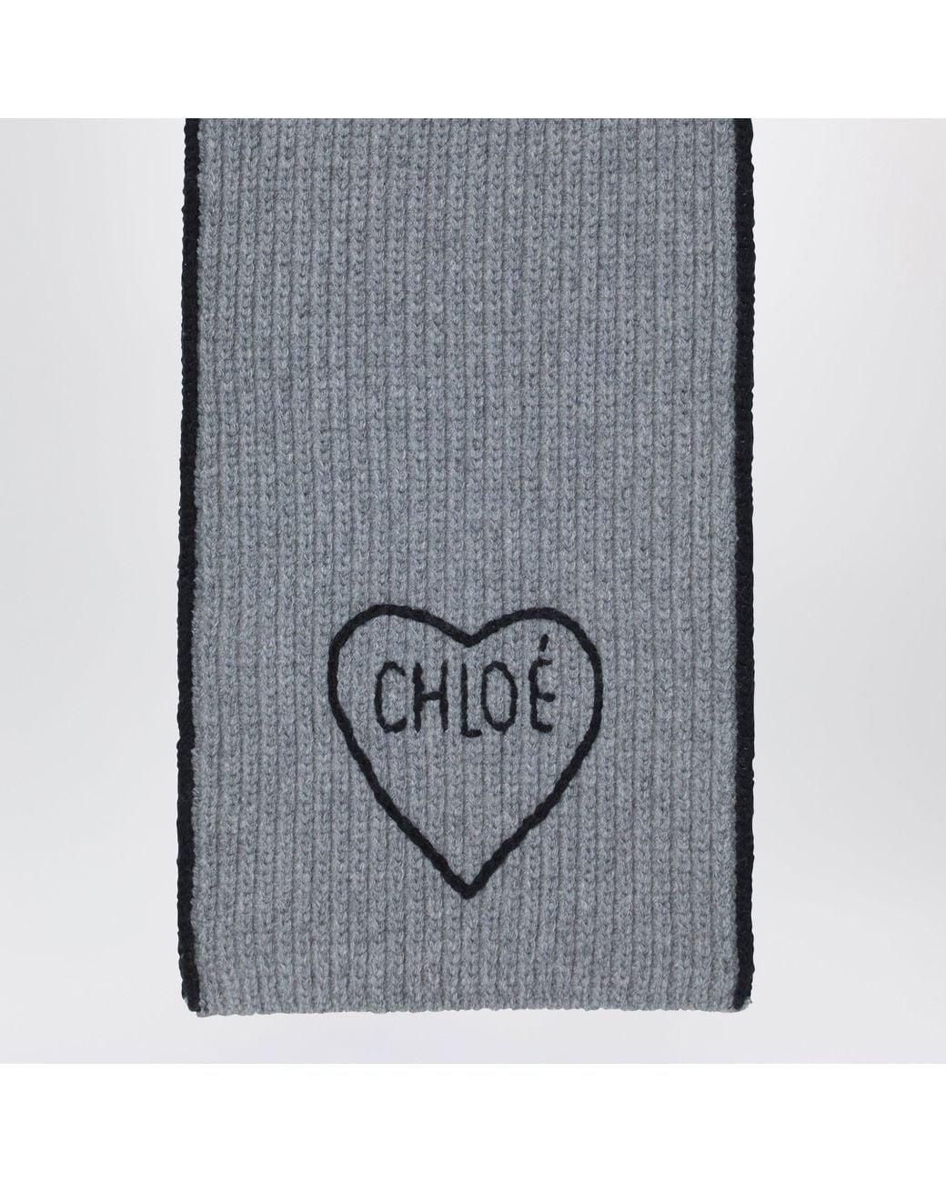 Chloé Gray Encoeur Wool And Cashmere Scarf